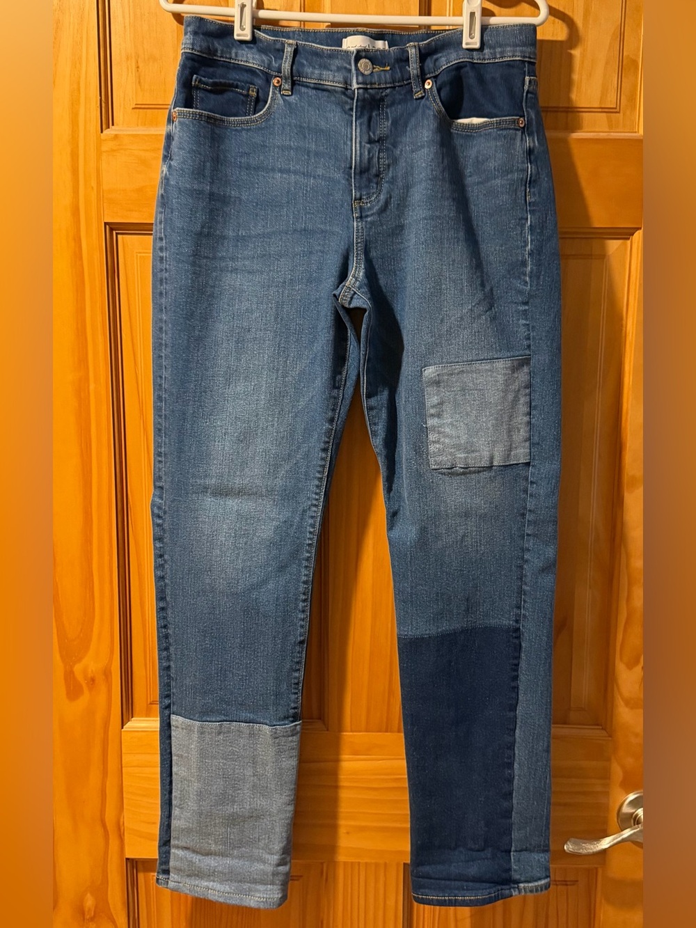 LOFT The Girlfriend Patchwork Straight Jean. Sz 6/28.